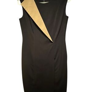 Calvin Klein Black Midi Dress with Beige Accent